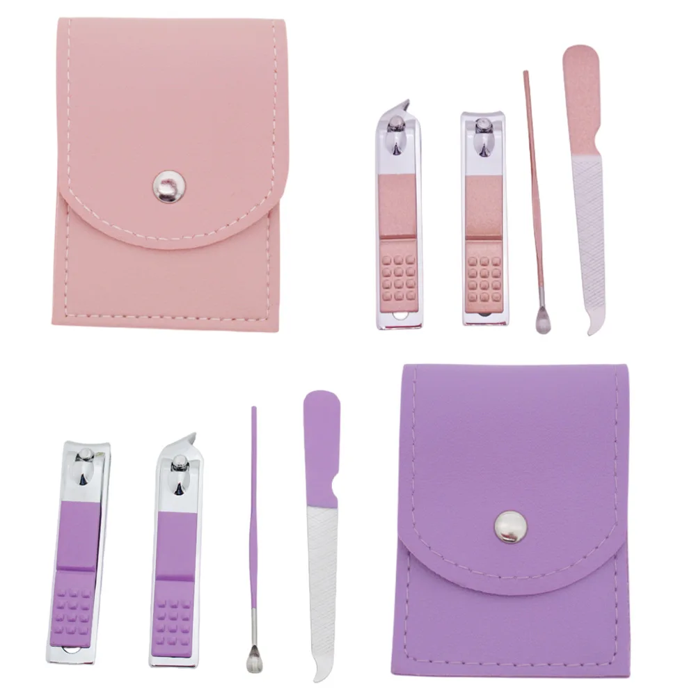 Custom Printed Logo Cheap Mini 4Pcs Manicure Pedicure Set Stainless Steel Beauty Personal Nail Care Tool Kit Nail Clippers Set