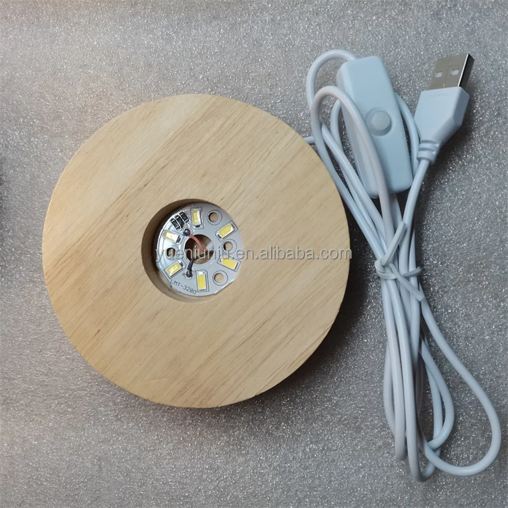 Прямоугольная деревянная светодиодная подставка для светильников с USB-кабелем