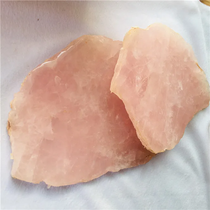 Rough Crystal Slab Mineral Natural Pink Rose Crystal Quartz Slice For Sale
