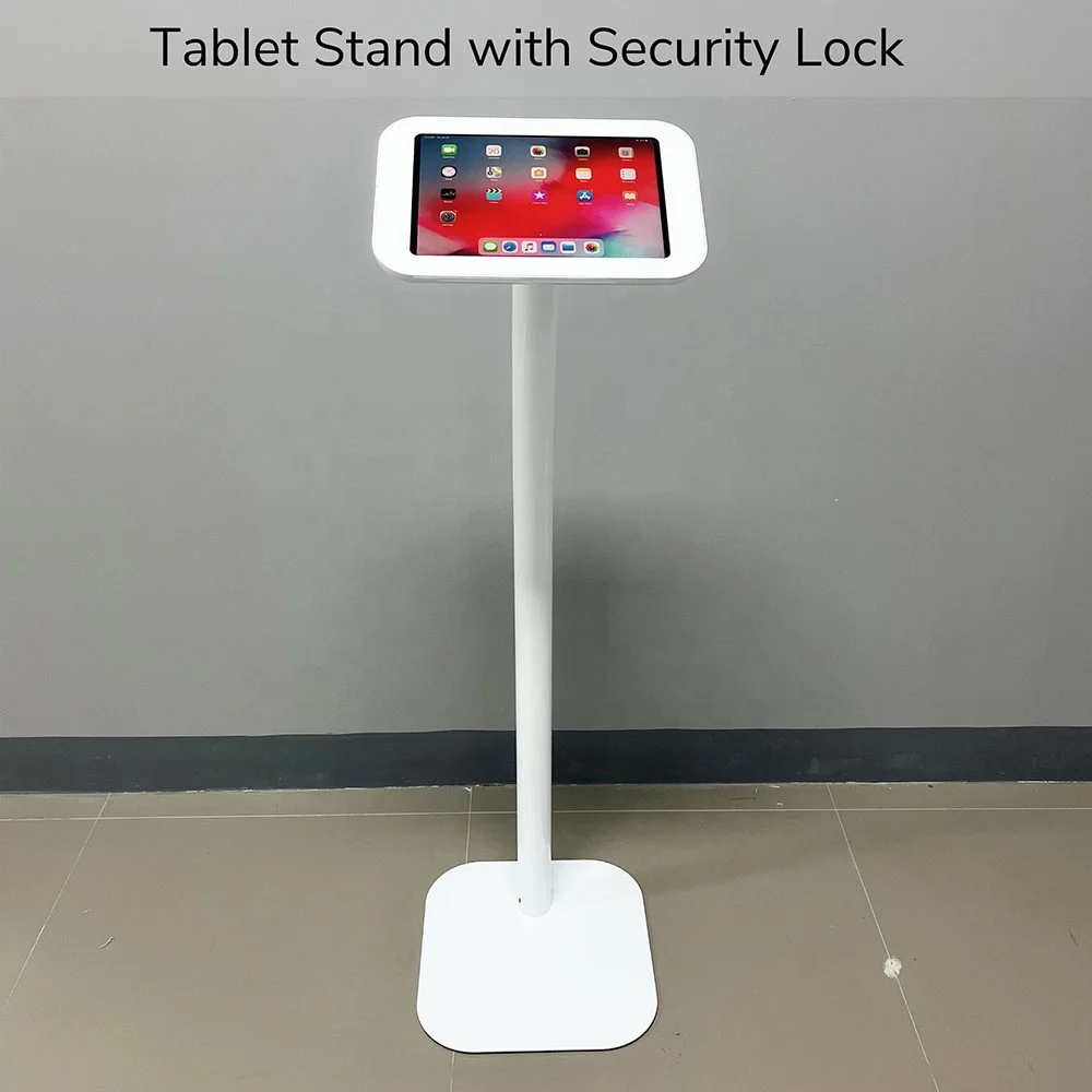 Art Lockable Floor Stand For iPad 10.2 inch 9th 8th 7th Gen Security Enclosure Home Button Covered Charging Tablet In Enclosure