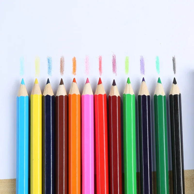 Natural Wood Rainbow Colour Pen Drawing Colored Pencils Set for Kids 24 Color Pencil