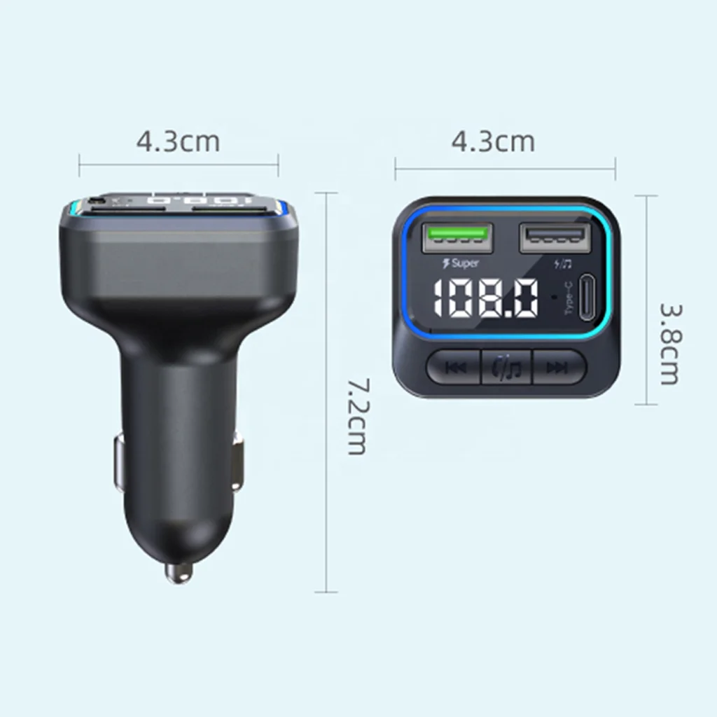 22.5W super charger type c pd bluetooth car adapter fm transmitter radio fm converter modulator bluetooth fm transmitter for car