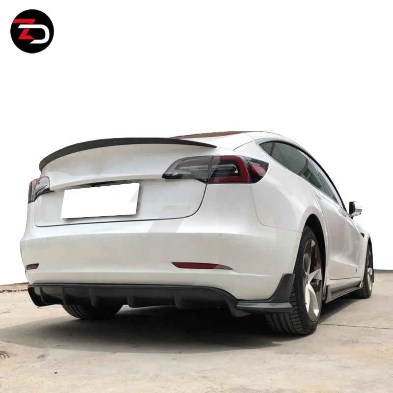 Good-Looking Carbon Fiber Front Chin Rear Diffuser rear wing Side Skirt Lips Body Kit For Model 3 Change To RT Style