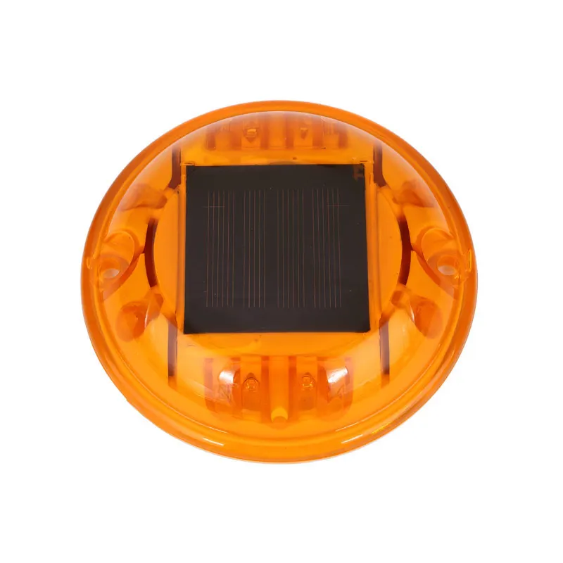 8 LEDs PC Material Housing Traffic Warning High Pressure Resistance Shell Round Pavement Marker Light Flashing Solar Road Stud