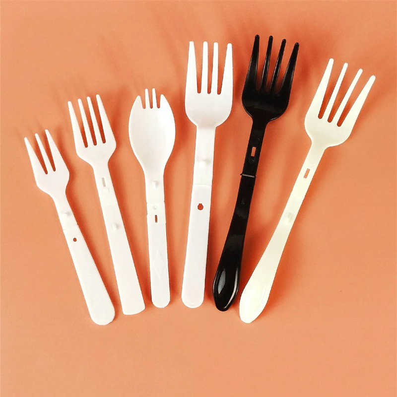 Direct Selling Individually Packed Thickened Fork and Spoon Disposable Plastic PP Folding Fork