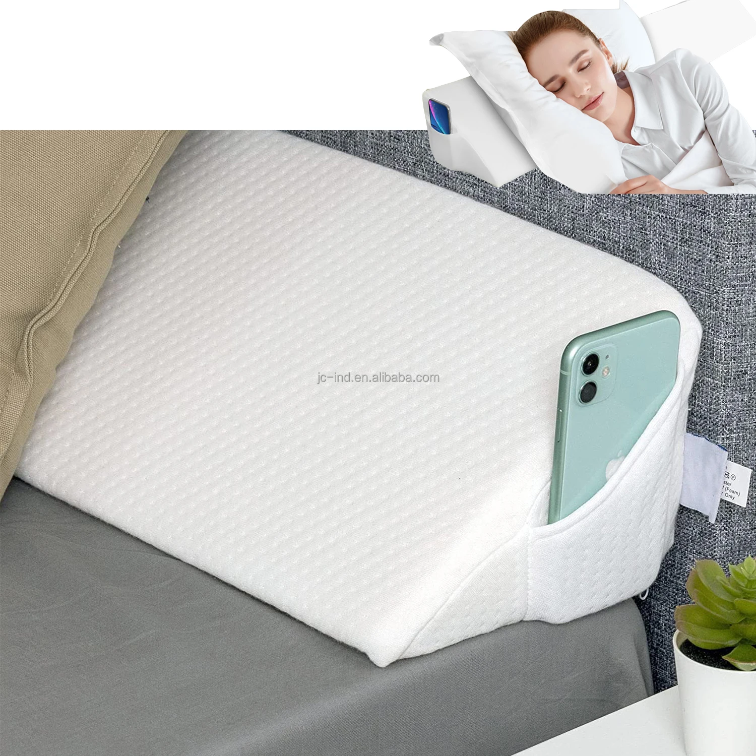 Triangular Headboard Wedge Pillow Gap Filler Pillow Between Mattress and Headboard