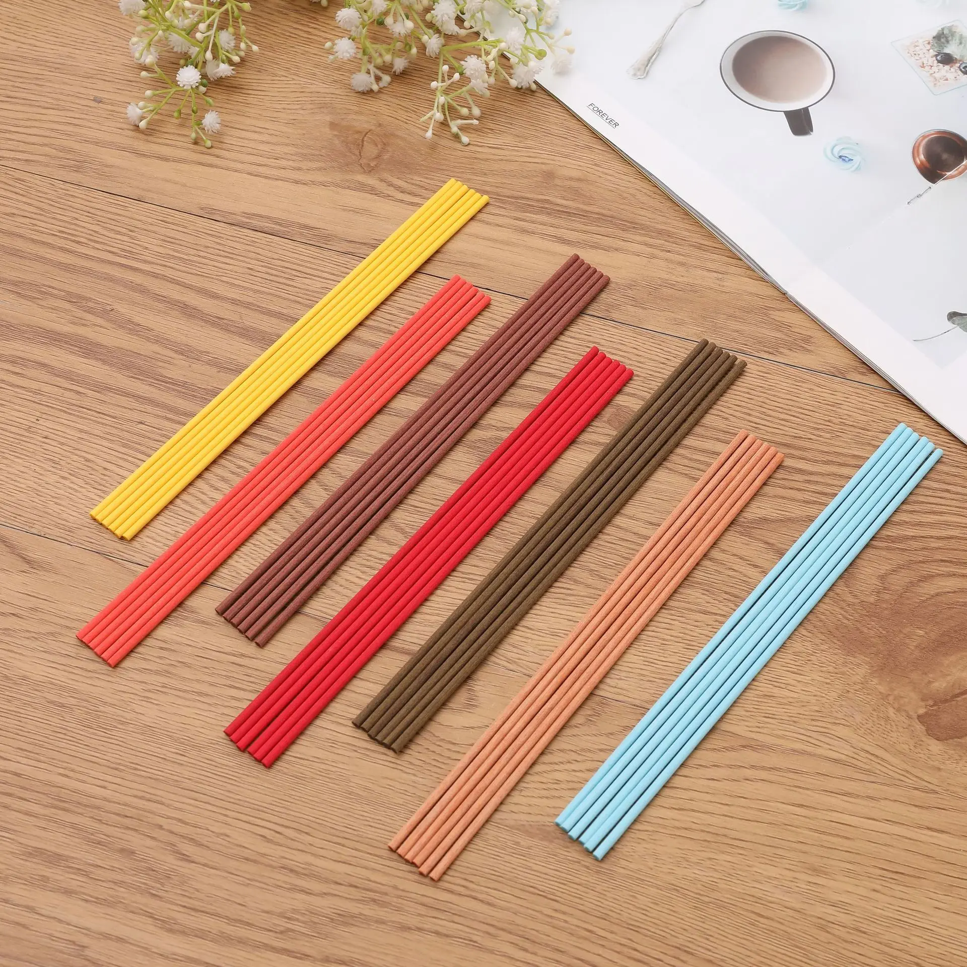 Custom rubber raffia opp bag ribbon package diffuser sticks home fragrance fiber rattan reed sticks