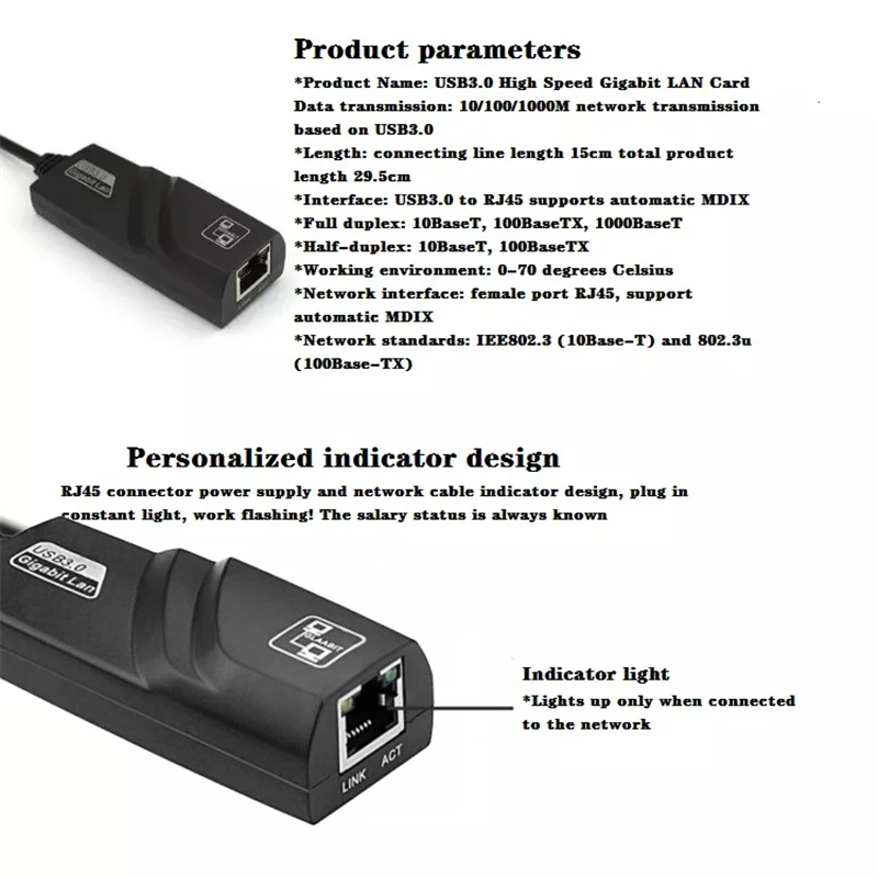 USB 30 проводные сети LAN 10/100/1000 Мбит/с PC компьютер usb 3 0 для RJ45 Gigabit Ethernet