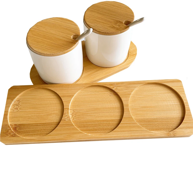 Керамическая банка для приправ в скандинавском стиле на заказ бытовая коробка Набор банок соли с бамбуковым подносом