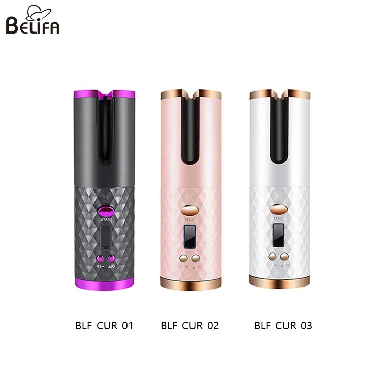 Hair curling iron with 6 temperature portable ceramic usb rechargeable wireless cordless auto automatic rotating hair curler