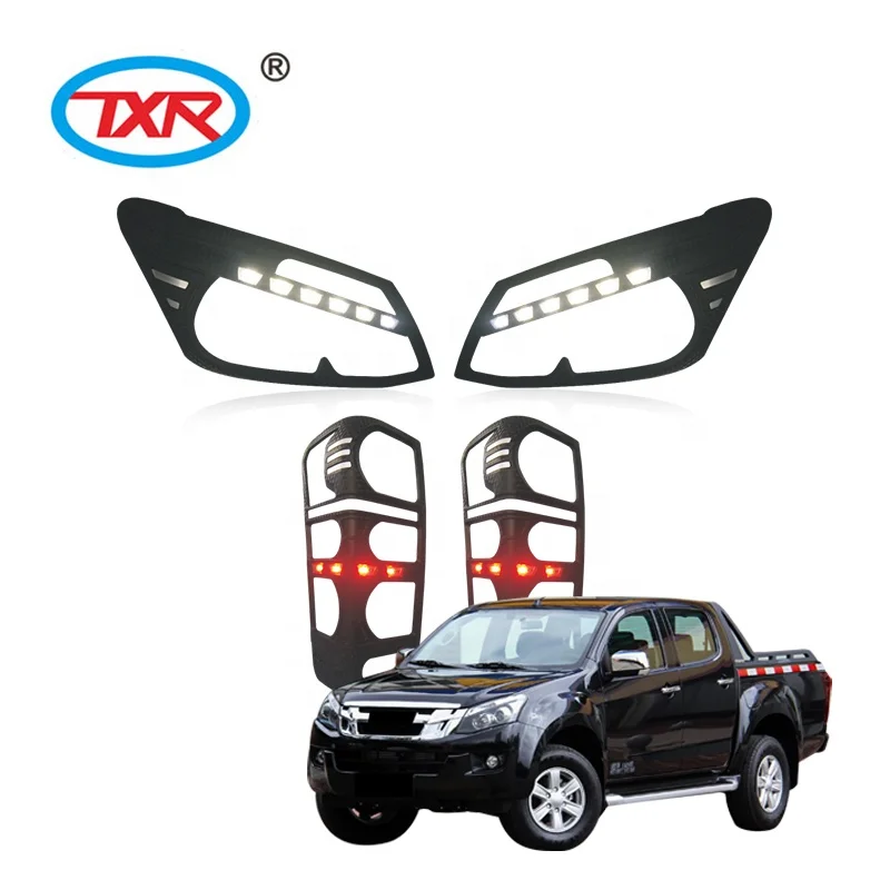 Factory  PICKUP Truck Series  injection Black Carbon  Head Lamp and Tail Lamp Cover  with LED 2 Tone Matte Black Light Cover