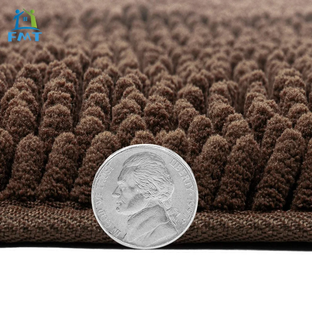 FMT Bathroom Mat Set 3 Pieces Non Slip Shaggy Chenille Soft Surface Bath Mat For Bathroom Water Absorbent Carpet