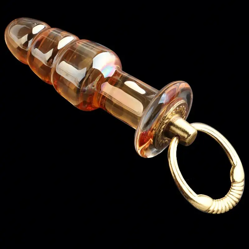 Wholesale crystal glass dildo pyrex anal bead plug sex toys for women