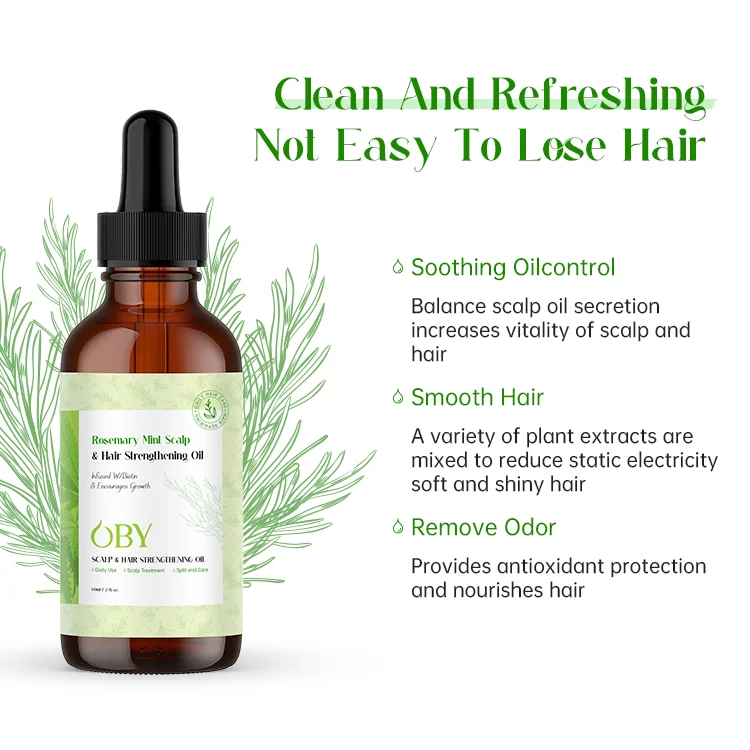 OBY Supplier OEM High Quality Organic Rosemary Oil Anti-Inflammatory Scalp Treatment Rosemary Mint Scalp Hair Strengthening Oil