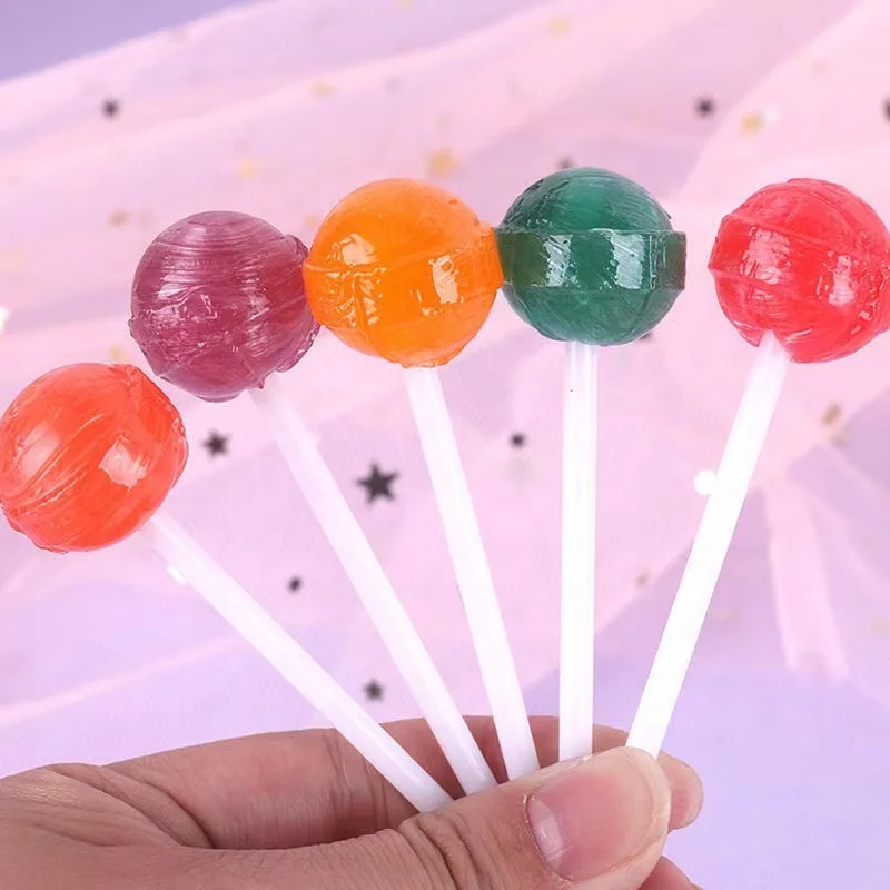 Colorful Fruit Flavours Lollipop Mixed Fruit Round Lollipops Sweet Candy Fruit Lollipops