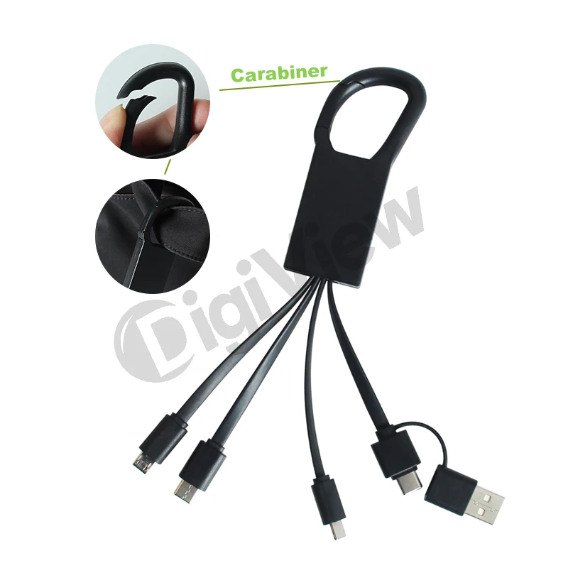 Eco-friendly Recycled ABS & Recycled TPE Material Polyester Biodegradable Lanyard Usb Cable 6 In 1 Phone Charging Cable