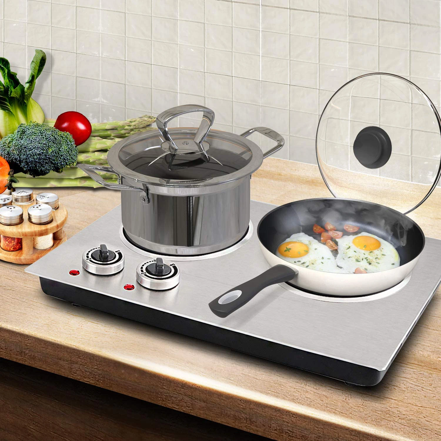 Double burner ceramic hot plate