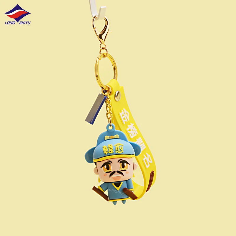 Longzhiyu 17 Years Factory 3D Custom Keychain Chinese Style Character PVC Keyring Personalized Design Promotional Gifts
