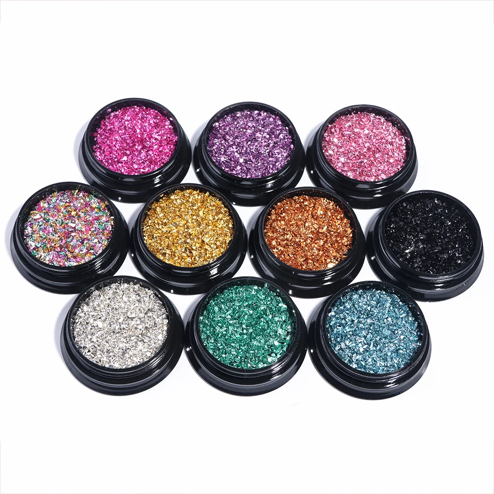 
Small Irregular Bead Stone Metal Silver Gold Broken Glass 3D Nails Art Shell Glitter Decoration Irregular Stones 