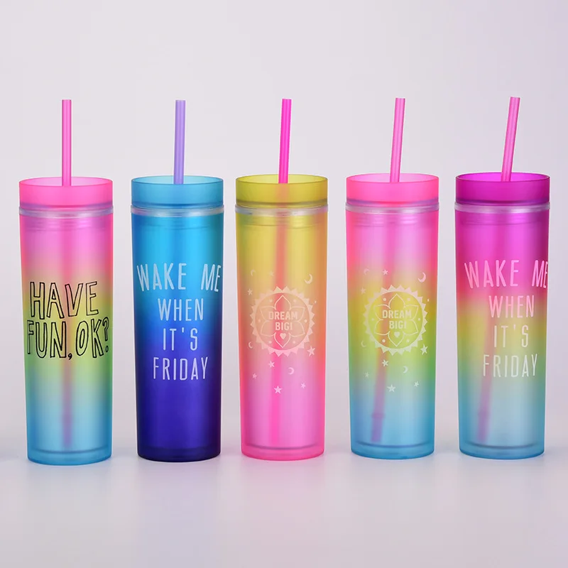 Ready Stock 16oz Tumblers Plastic Water Cups Amazon Top Seller Mixed Color WIth Wholesale Custom Logo Water Bottle