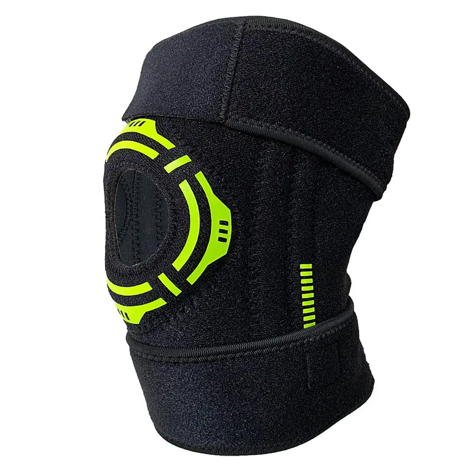 Compression Anti-slip Neoprene Knee Support Sleeve With Double Wave Silicone Rubber Strip For Men & Women