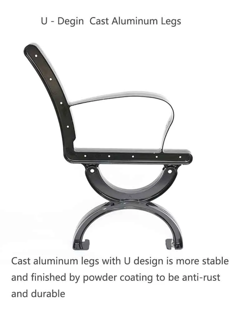 Heavy Duty All Weather Rust Free 2345 Seats Wood Customized Decorative Outdoor Garden/Park/Patio Bench with Cast Aluminum Legs
