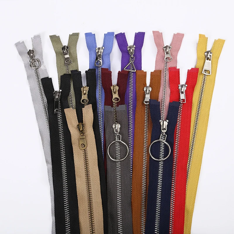 Custom Logo No.5 Semi-Lock Open End Brass Metal Zipper Big Teeth