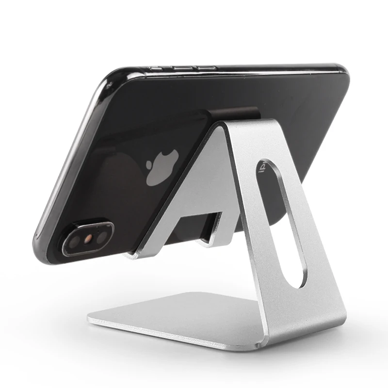 Нескользящий держатель для мобильного телефона из алюминиевого сплава и силикона вращающийся на 180 градусов Настольный кронштейн