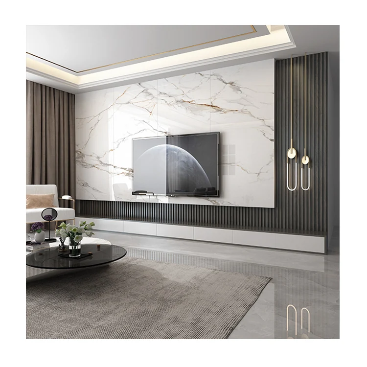 Light Luxury TV Background Wall Tile Wainscoting Living Room Modern Simple European Marble slab