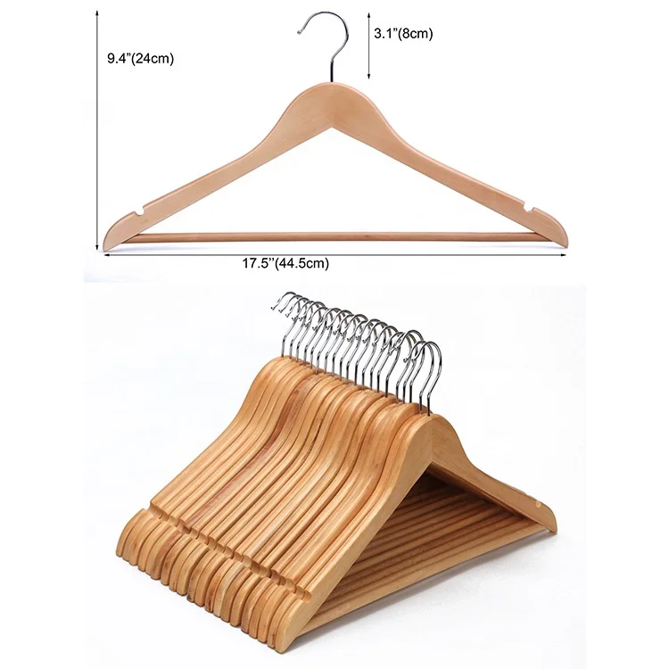 Custom logo wooden suit hangers wooden coat hangers dresses suits wood clothes hanger
