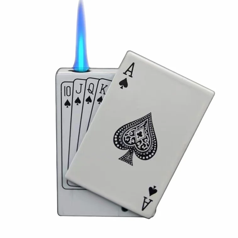 Lighter Jet Torch Turbo Playing Cards Lighter Windproof Metal Lighter Metal Funny Toys For Men Smoking Accessories