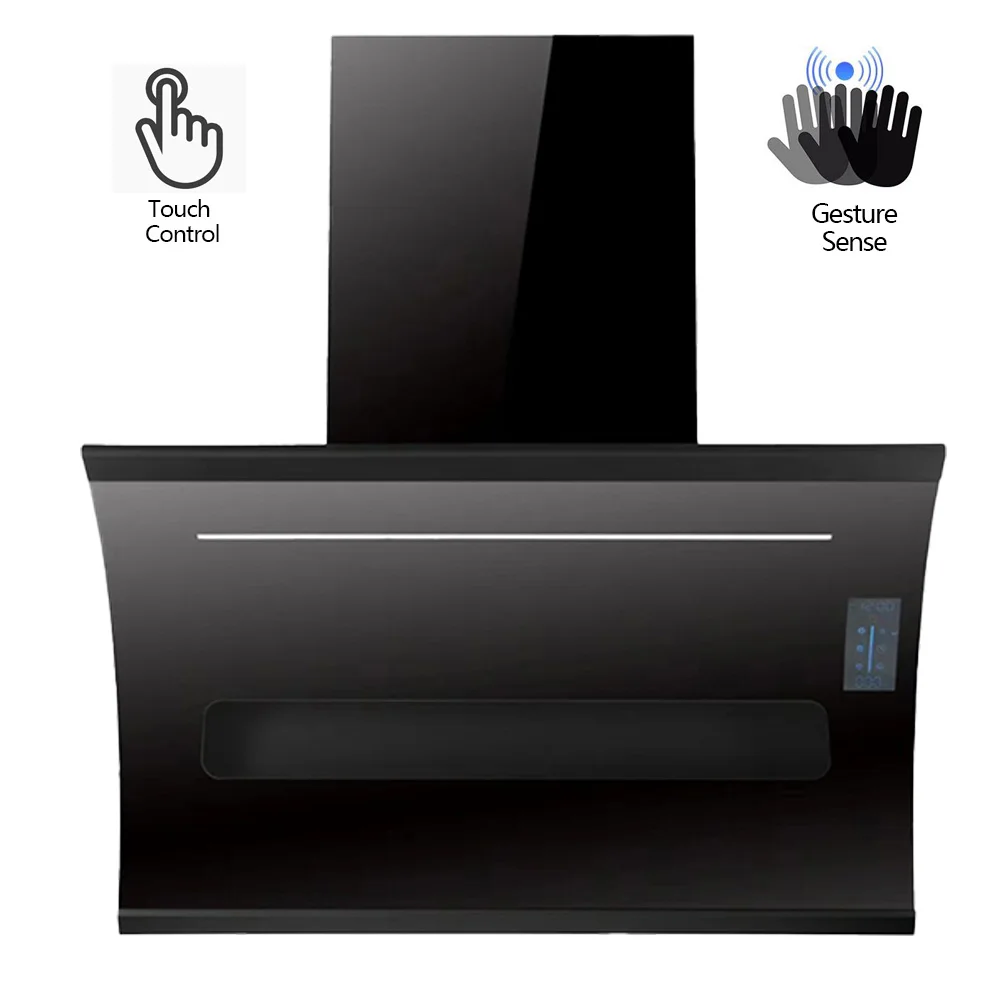 Saving Energy 220v 180w Smart Smoke Extractor Hood Touch Switch Chimney Hood with LED Light 90cm Range Hood
