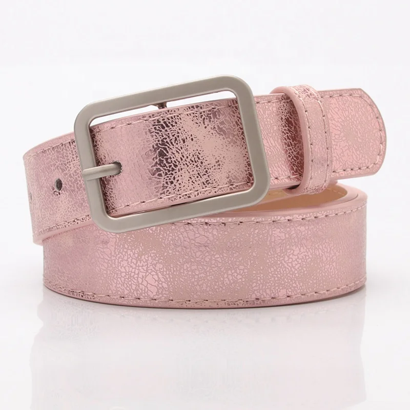 Sequins PU Leather Belts for Women Square Buckle Waist Belts Ladies Waistband for Jeans