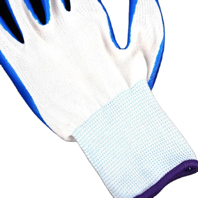 Wholesale Wearable Oil Resistant Antiskid Labor Protection Glue Dipping 13 Needle Nylon Dipping Safety Work Gloves