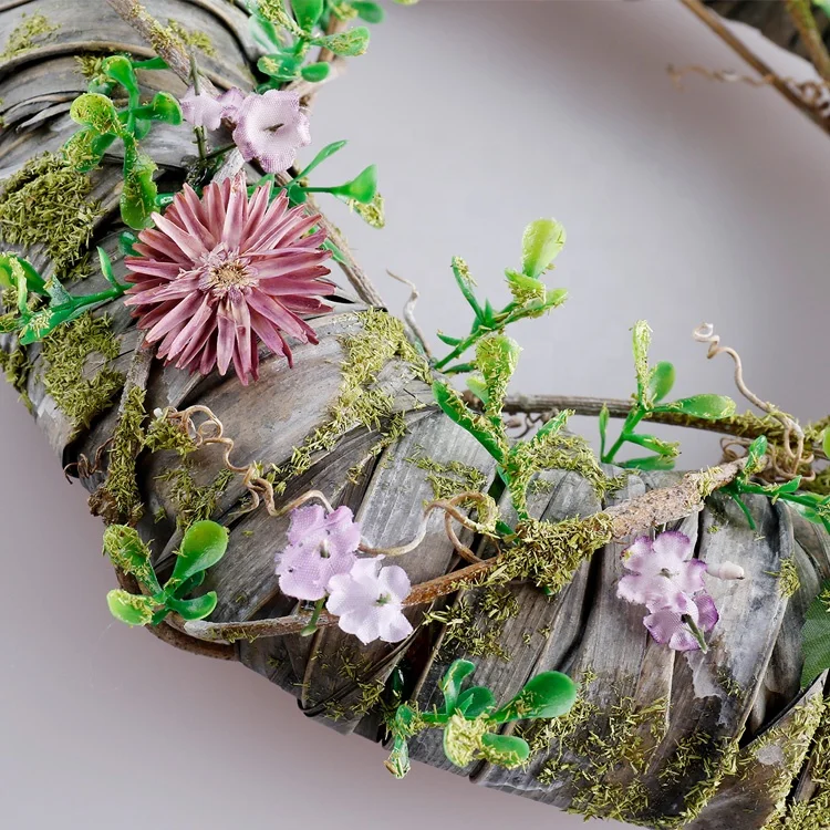 
The Newest Purple Flower Garland Green Leaf Wreath Front Door Wreaths For Spring And Summer On Sale 
