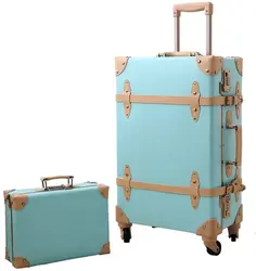 Vintage Trunk Combination Luggage Sets of 2 Piece, Hard Shell Retro Travel Suitcase with Wheels
