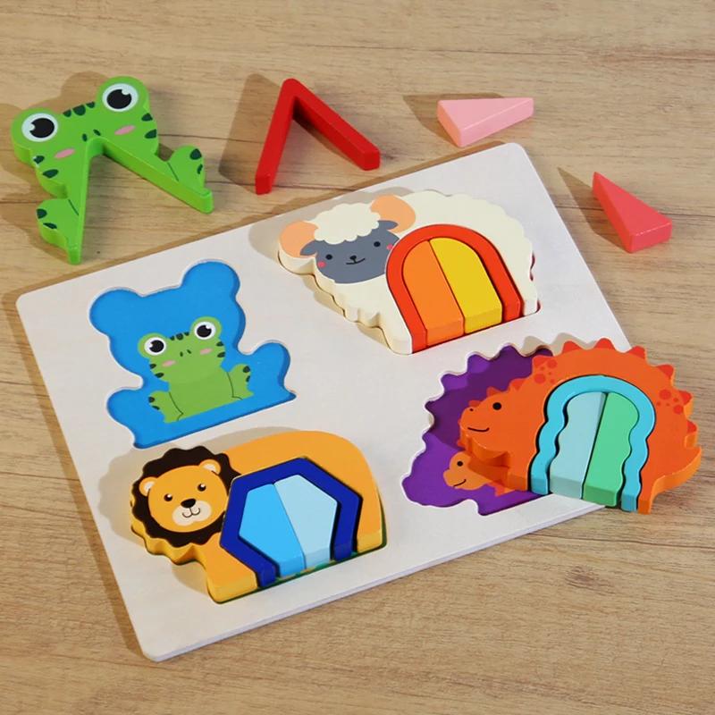 YUCI Montessori Children Toy children Geometric Jigsaw Puzzle Early Education Wooden Puzzle Building Blocks Educational Toys