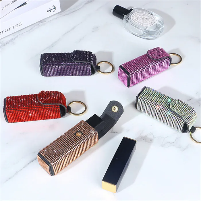 Bling Crystal Diamond Rhinestone Accessory Decor Hanging key chain portable pocket handicraft makeup tool cosmetic lipstick bags