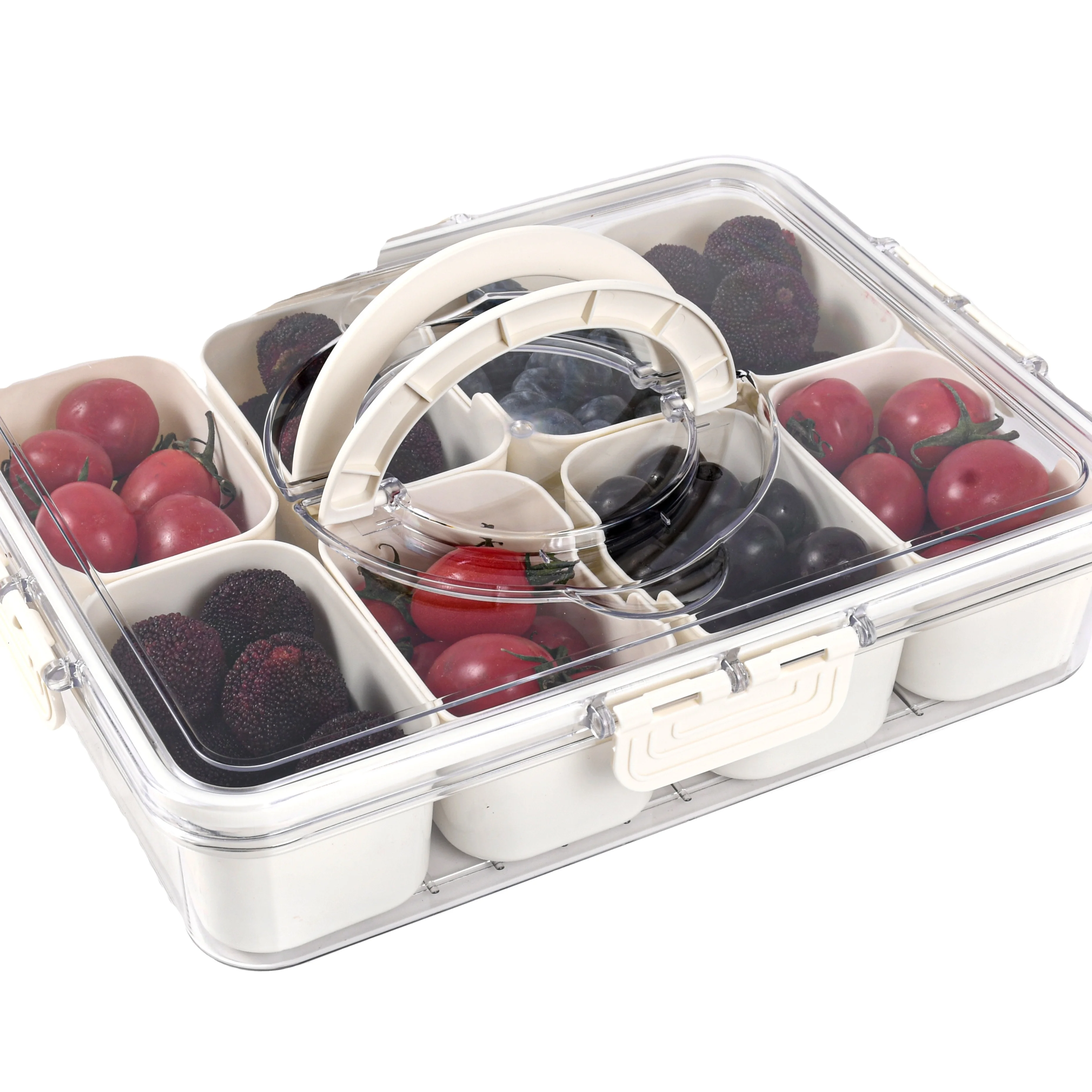 Aohea bpa free 4 8 compart leakproof 4 compartment plastic clear food container storage with handle and dividers