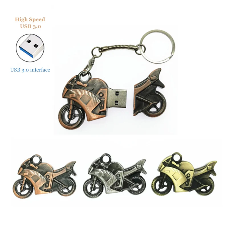 Zinc alloy motorcycle U disk Real Capacity pen drive 32gb 16gb moto-car cartoon USB flash drive gift autobike Memory Stick