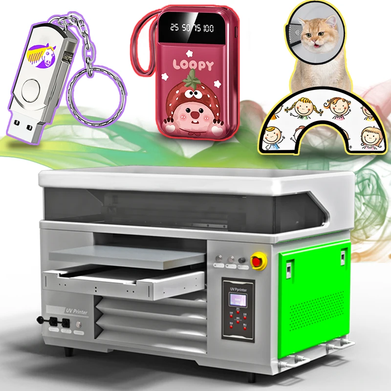 New 4060 UV DTF printer UV printer printing wooden box bottle trophy acrylic AB glue varnish desktop small A2 UV inkjet printer
