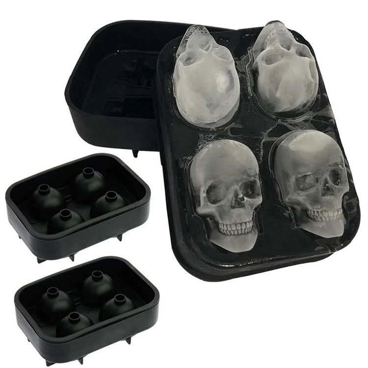 Hot Sale Size 12*8.5*5cm Silicone Skulls Ice Cube Mold for Ice Cream Tools