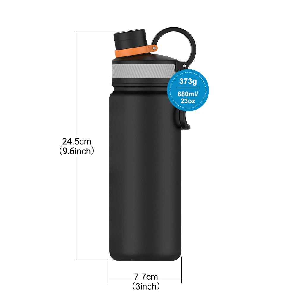 650ML Modern Leakproof Sport Double wall Stainless Steel Insulated Water Bottle with Straw For Cold & Hot Drinks