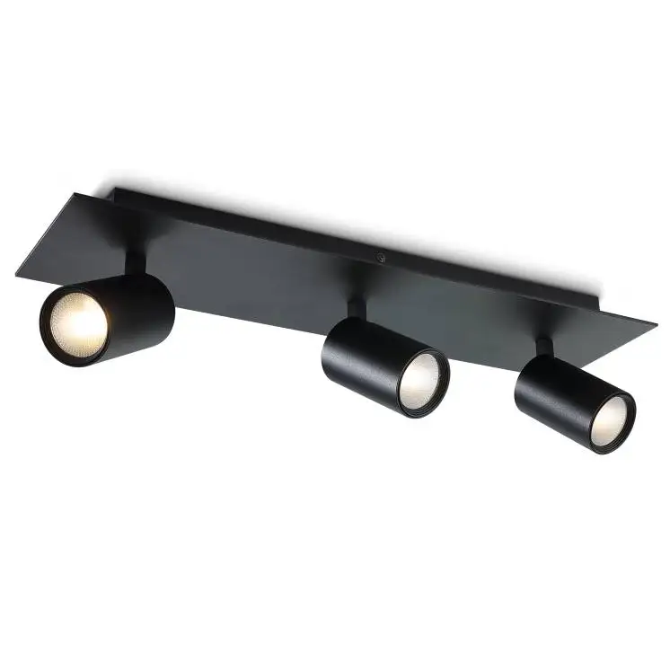 painted black triples heads surface mounted adjustable led ceiling spot light