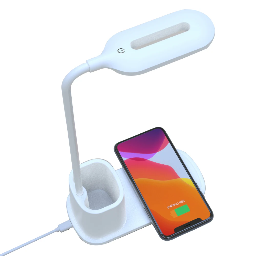 Table LED Lamp with Wireless Charger USB Charging Station Night Stand Mushroom Touch Lamp