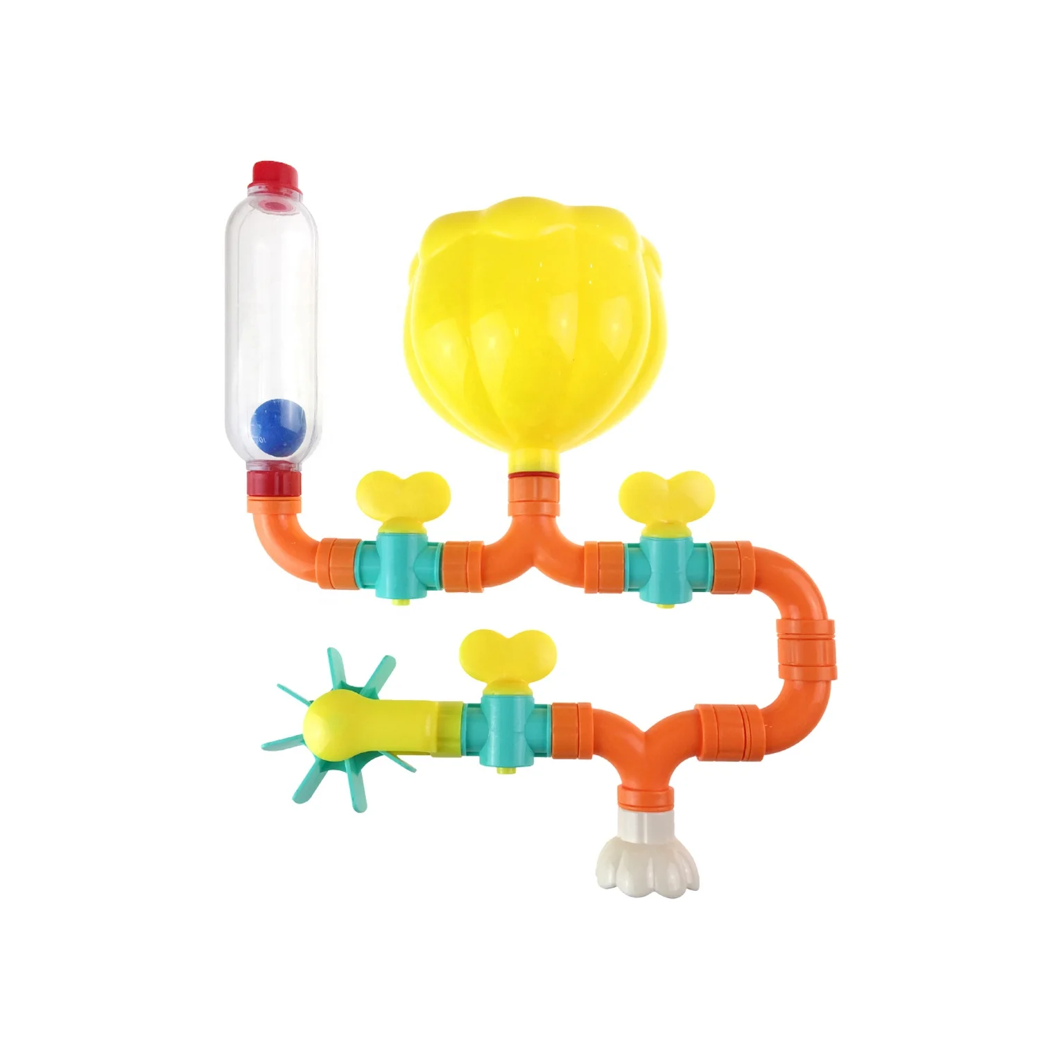 Kids bathroom play water toy suction cup Eco Friendly Plastic Splicing Pipes Rotating Bath Toys