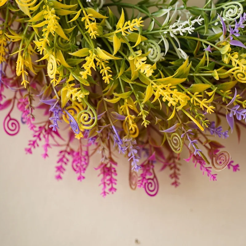 Starry Artificial Gypsophila Wreath Colorful Flower Wreath for Window Home Porch Farmhouse Patio Garden Decor