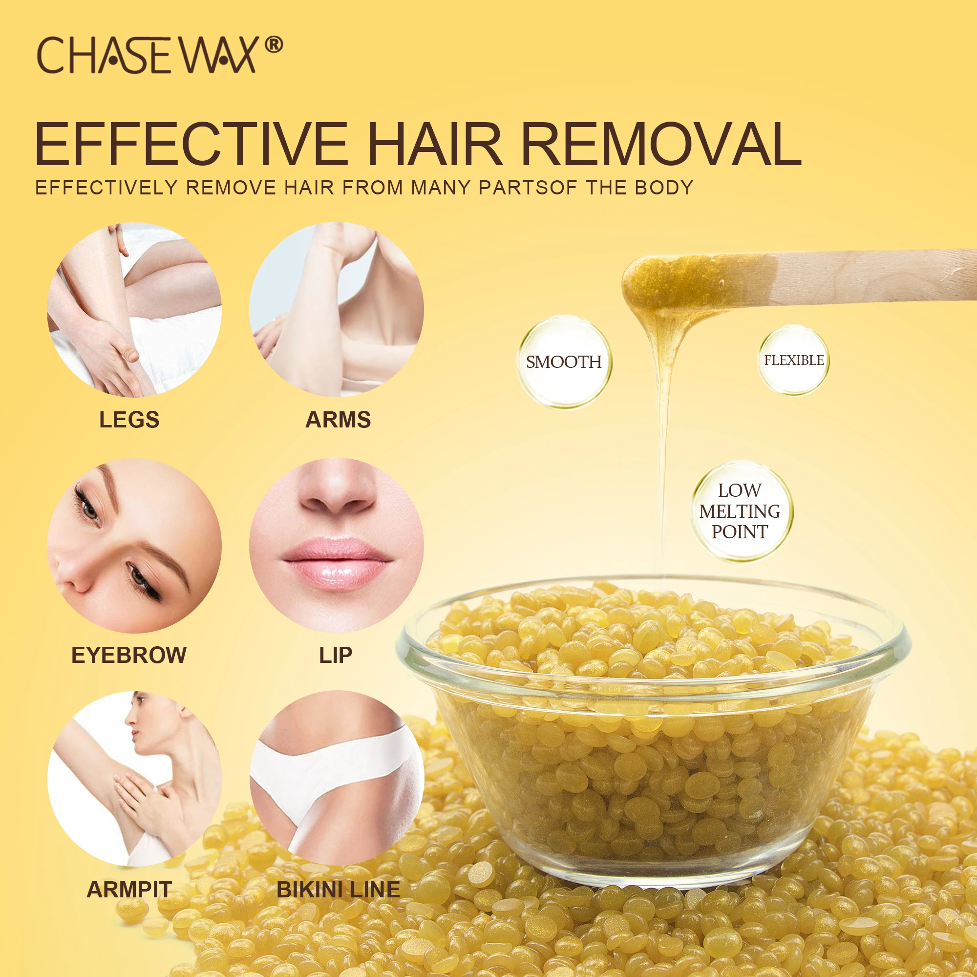 Gel Texture  Golden Depilatory Wax Beans 500g Hair Removal Hard Wax For Body Waxing