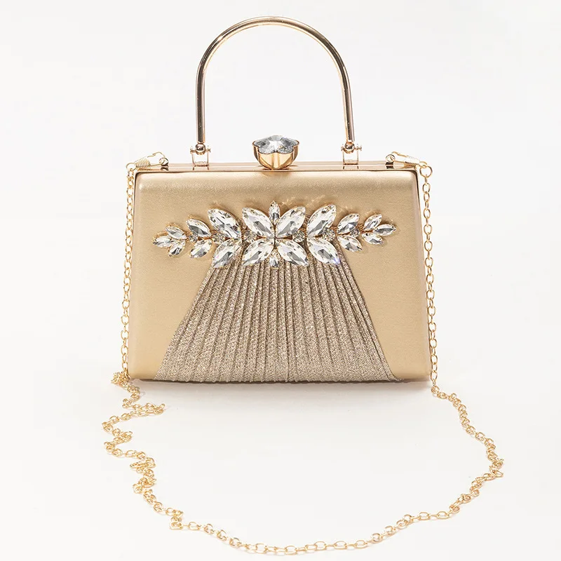Factory Outlet Retro Rhinestone Hand Bags Solid Color Evening Bags