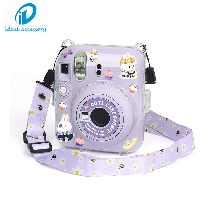 Fujifilm Instax  Camera Protective Clear Case  Instax  Mini 12 transparent Crystal camera case with Adjustable Strap